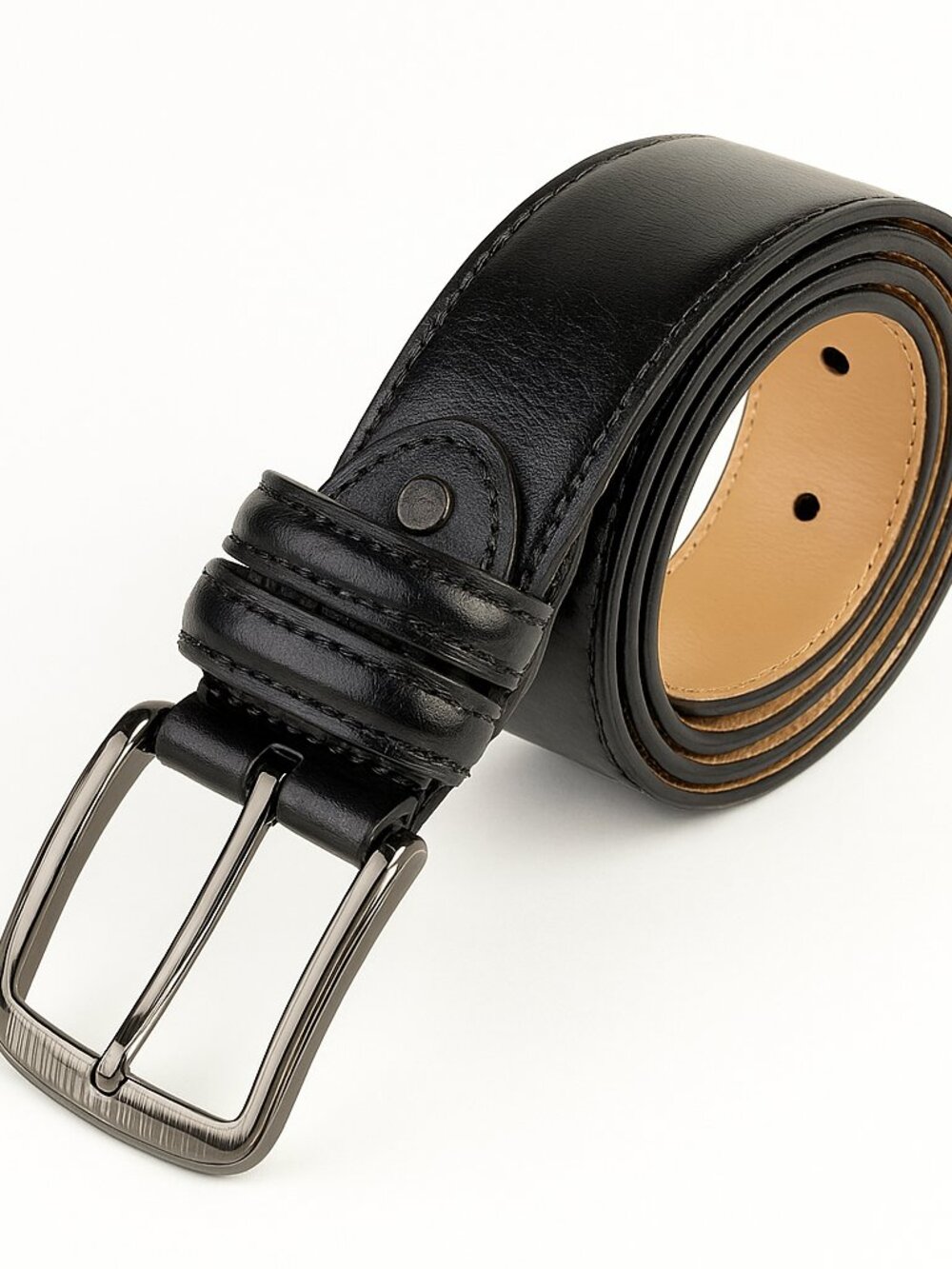 Mens Belt Leather Belt for Mens Dress Casual Golf Jeans 1 3/8'' BLACK
